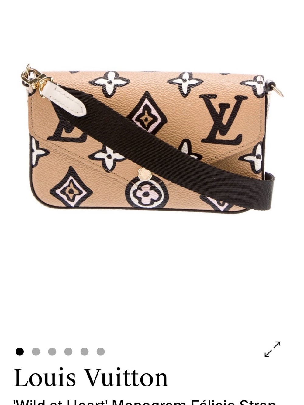 Louis Vuitton Beige Monogram Crossbody with Black Strap